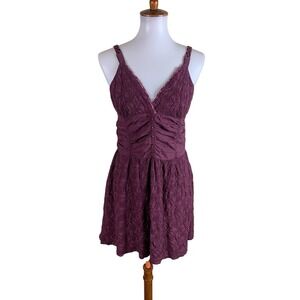 Burning Torch Embroidered Lace Babydoll Dress Boho Cottagecore Size M